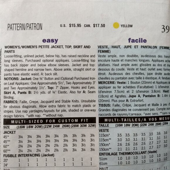 Plus Size 28-32 Sewing Pattern Jacket Top Skirt Pants Butterick 3979 UNCUT - Picture 7 of 10